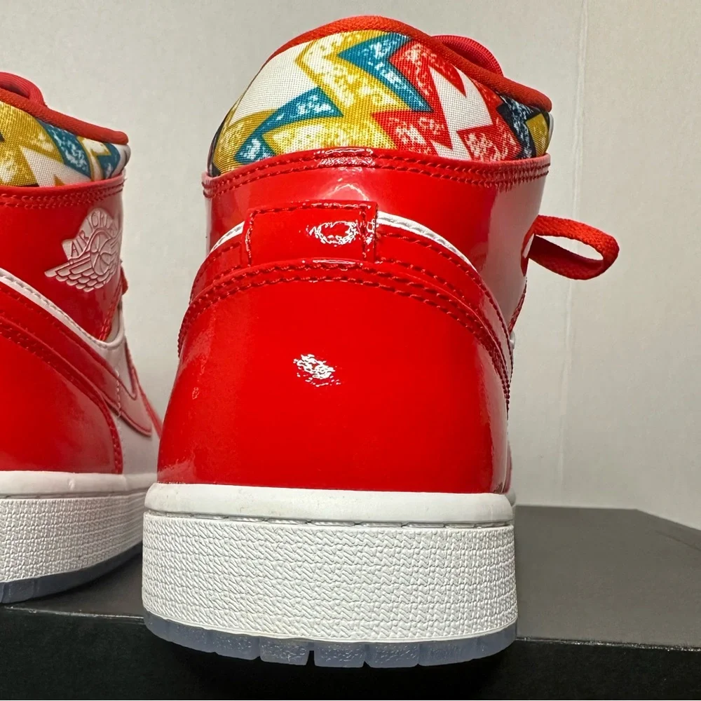Nike Air Jordan 1 SE Mid Barcelona Sweater Red Patent Size 10.5 Sneakers